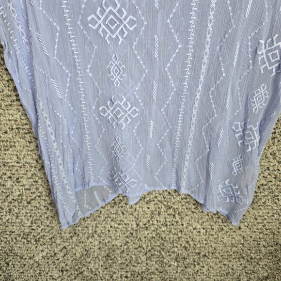 Chicos Top Womens 0 US Small Blue Sheer Embroidered Chiffon Blouse Ladies - Picture 5 of 8